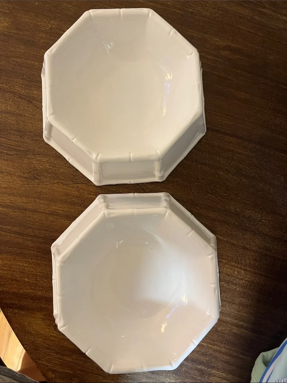 White Octagonal Ceramic pet bowls - Set of 2